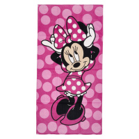 Hravý dětský ručník Minnie s puntíky, růžová