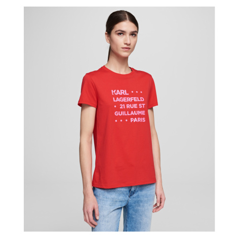 Tričko Karl Lagerfeld Stacked Logo Adress T-Shirt - Červená