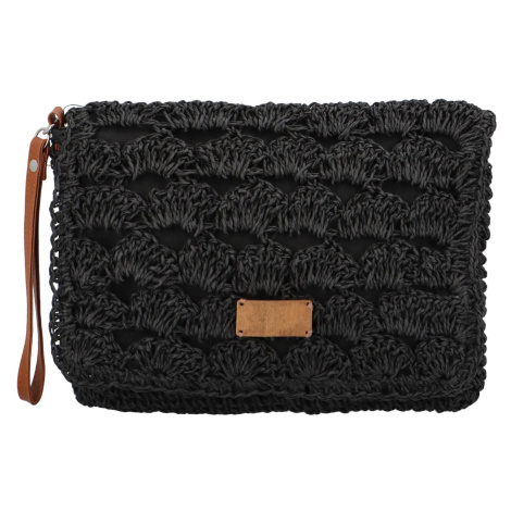 Měkká kabelka do ruky s pleteným vzorem Vivalo, černá Firenze