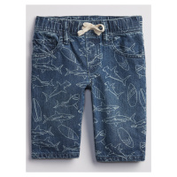 Modré klučičí dětské kraťasy shark pull-on denim shorts