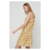 Bavlněné šaty Notes du Nord žlutá barva, mini, áčková