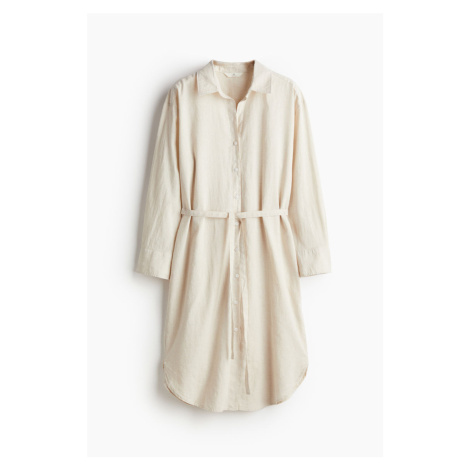 H & M - Košilové šaty ze směsi lnu - béžová H&M