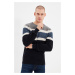 Trendyol Gray Slim Fit Crew Neck Paneled Knitwear Sweater