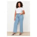 Trendyol Curve Light Blue High Waist Wide Cut Jeans