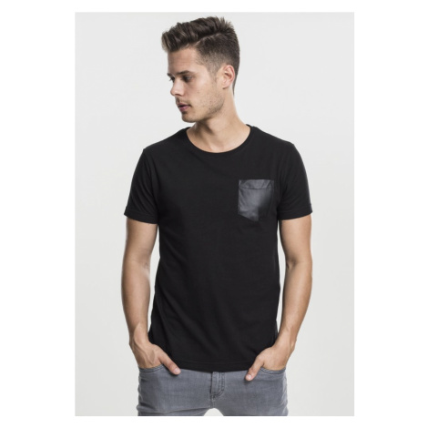 Tričko Leather Imitation Pocket Tee - blk/blk