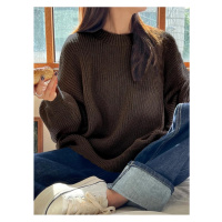 13242 Dewberry Oversize Women Sweater-COFFEE