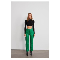VATKALI Kožené rovné kalhoty zelené