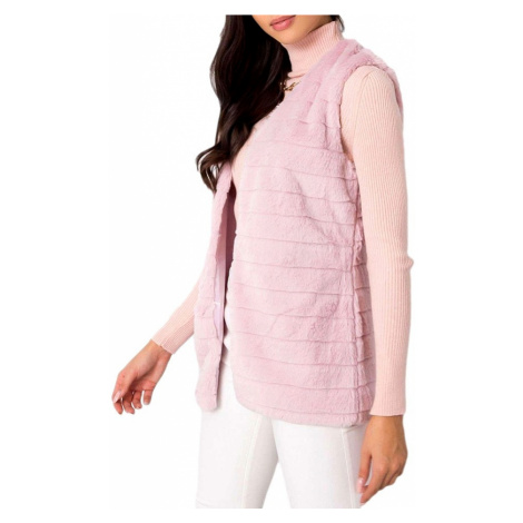 Pruhovaná růžová chlupatá vesta
