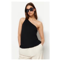 Trendyol Black Regular Fit Single Sleeve Crepe Knitted Blouse