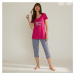 Blancheporte Pyžamové tričko s krátkými rukávy a středovým potiskem "Beautiful" fuchsie