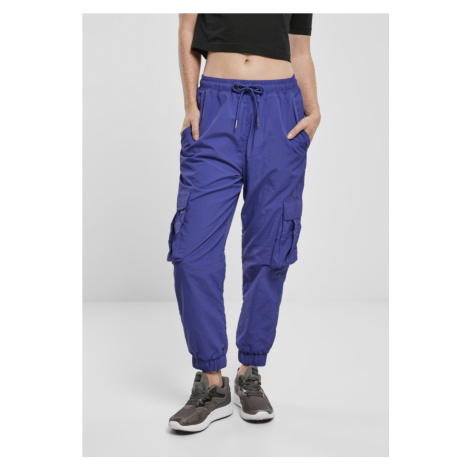 Ladies High Waist Crinkle Nylon Cargo Pants - bluepurple Urban Classics
