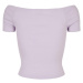 Ladies Off Shoulder Rib Tee - lilac