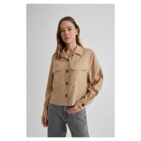 DEFACTO Crop Twill Long Sleeve Shirt