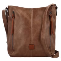 Stylová dámská koženková crossbody kabelka Barcia, khaki-hnědá