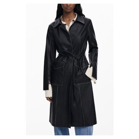 Černý kabát s páskem Desigual