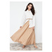 Trendyol Beige Pleated Knitted Skirt