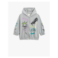 Koton Zipper Printed Hoodie &; Sweatshirt