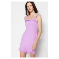 Trendyol Lilac Fitted Mini Woven Ruffled Woven Dress