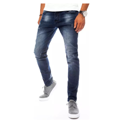 TMAVĚ MODRÉ DŽÍNY S PROSVĚTLENÝMI DETAILY Denim vzor BASIC