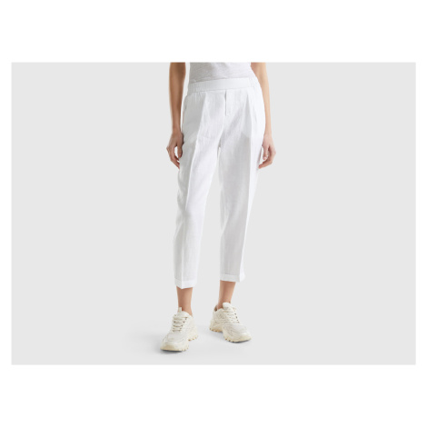 Benetton, Cropped Trousers In 100% Linen United Colors of Benetton