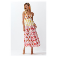 Trendyol Floral Pattern Maxi Woven Tie Beach Dress