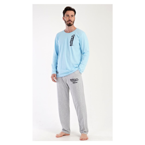 Modré dlouhé pánské pyžamo Henry