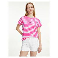 Tommy Hilfiger dámské růžové pruhované tričko