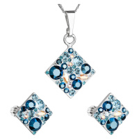 Evolution Group Sada šperků s krystaly Swarovski náušnice a přívěsek modrý kosočtverec 39126.3 a