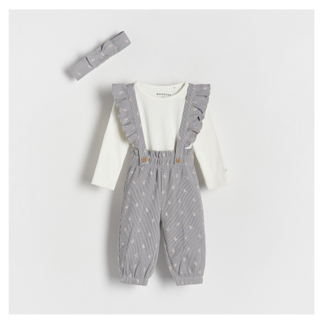 Reserved - Bavlněná souprava s čelenkou - Šedá