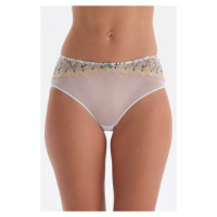 Dagi Ecru Floral Embroidery Detail Hipster Panties.