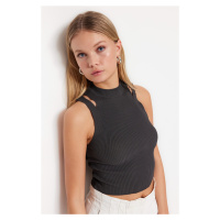 Trendyol Anthracite Knitwear Blouse with Crop Window/Cut Out Detailed