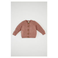 DEFACTO Baby Girl Basic Plain Knitwear Crew Neck Buttoned Cardigan