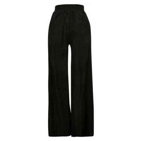 Dámské Urban Classics Velvet Rib Straight Sweat Pants - černé