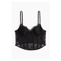 H & M - Krajkový bustier's vyztuženými košíčky - černá