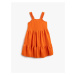 Koton Midi Dress Linen Blend Strappy Ruffle Flounce