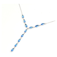 Dámský stříbrný náhrdelník s modrými zirkony 42-45 cm STNAH199F + dárek zdarma