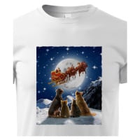 Dětské vánoční tričko s potiskem santových saní - skvělé vánoční tričko