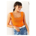 Olalook Women's Neon Orange Thick Straps Summer Knitwear Blouse