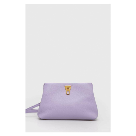 Kožená kabelka Coccinelle fialová barva