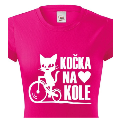Dámské tričko s vtipným potiskem Cyklo kočka - dárek pro cyklistku BezvaTriko
