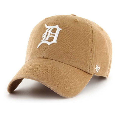 Bavlněná baseballová čepice 47brand MLB Detroit Tigers hnědá barva, s aplikací 47 Brand