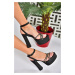 Fox Shoes P404560404 Women's Black Fabric Platform Heels Evening Dress Shoes