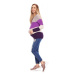 Be MaaMaa Teploučký těhotenský svetr, široké pruhy - fialová