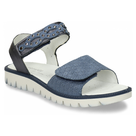 Modré dívčí kožené sandále