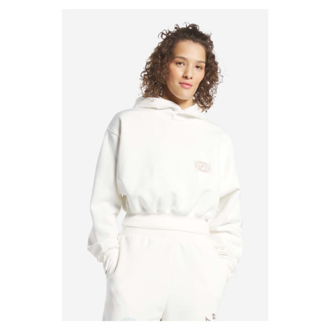 Mikina Reebok Classic Good Vibes Hoodie dámská, bílá barva, s kapucí, s potiskem, HT7845-white