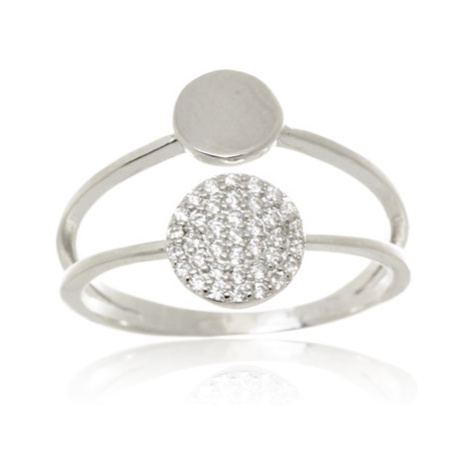 Stříbrný dvojitý prsten s čirými zirkony STRP0409F Ego Fashion