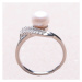 Prsten stříbrný s bílou perlou a zirkony Ag 925 017135 WP - 56 mm , 2,9 g