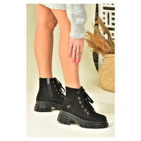 Fox Shoes Women's Black Suede Thick-Soled Casual Women's Boots