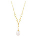 Preciosa Stříbrný náhrdelník Pearl Heart s říční perlou Preciosa, pozlacený