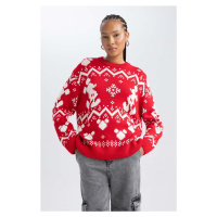 DEFACTO Disney Mickey & Minnie Christmas Themed Crew Neck Sweater